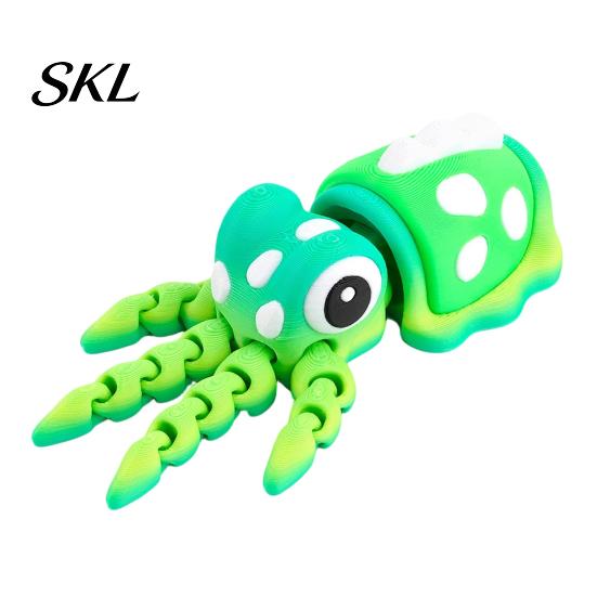 Colorful Desktop Figurine 3D Printed Animal Figures, Articulated Flexible Squid Model Sensory Stress Relief Fidget Toy Toy, Collectible Ocean