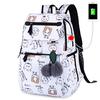 New Female Fashion School Backpack Usb School Bags For Girls Black Backpack Plush Ball Girl Schoolbag Butterfly Decoration