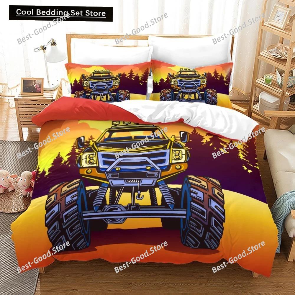 3D Принт Аниме Monster Jam Постельное Белье Односпальный Полуторный Двуспальный Кингсайз Комплект Постельного Белья Monster Jam F1 Подростковая Спальня Комплекты Пододеяльников