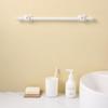 White Paint No-punch Curtain Retractable Rod Kitchen Sewer Shoe Cabinet Layering Rod Bathroom Curtain Rod Clamp Hook Support Frame