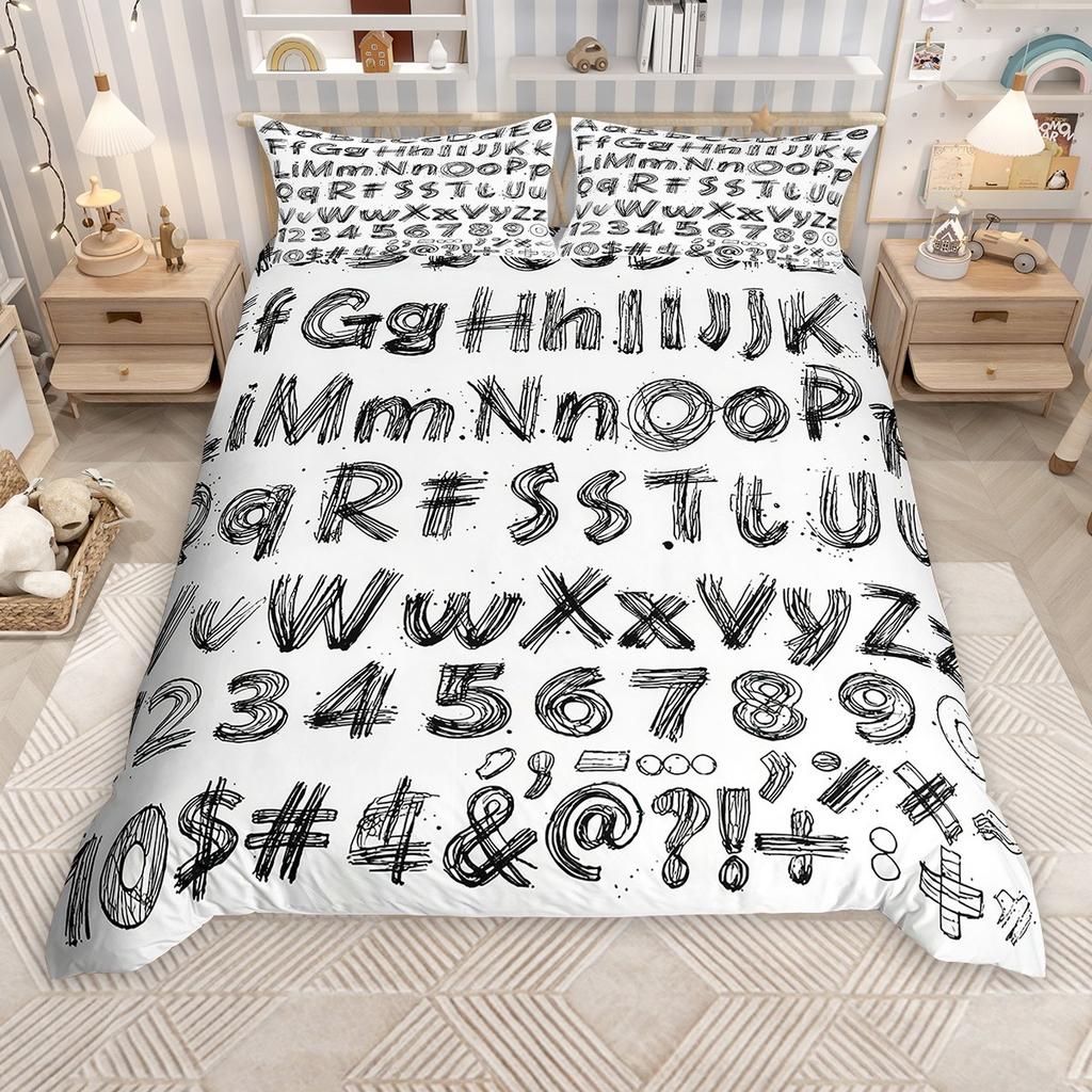 Комплект пододеяльника с мультяшным алфавитом Homewish для детей, красочный цифровой комплект чехла для одеяла, постельный комплект на школьную тематику