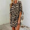 Celmia Летнее повседневное женское свободное мини-платье с леопардовым принтом и коротким рукавом большого размера