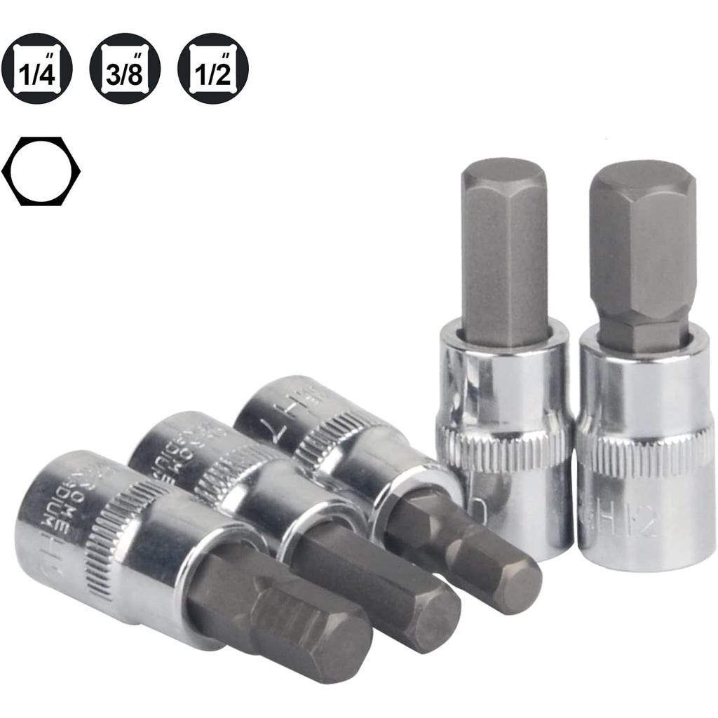 Hex Bit Socket Set Premium S2 Alloy Steel, 13-Piece Metric 2-14mm Allen Socket Kit