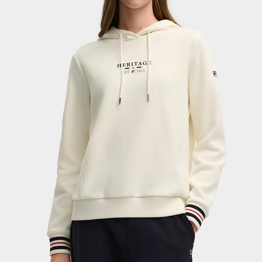Fila Наследие Мода Классический Простой Трендовый Удобный Универсальный Повседневный Вязаный Худи Женские толстовки Туманно-Лотосово-Белый F11W548201FIV