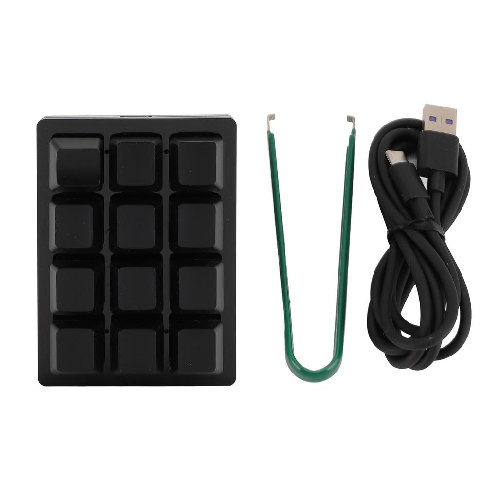 12-клавишная механическая игровая клавиатура Mini USB Проводная RGB красная кнопка Программируемая макро-клавиатура черная