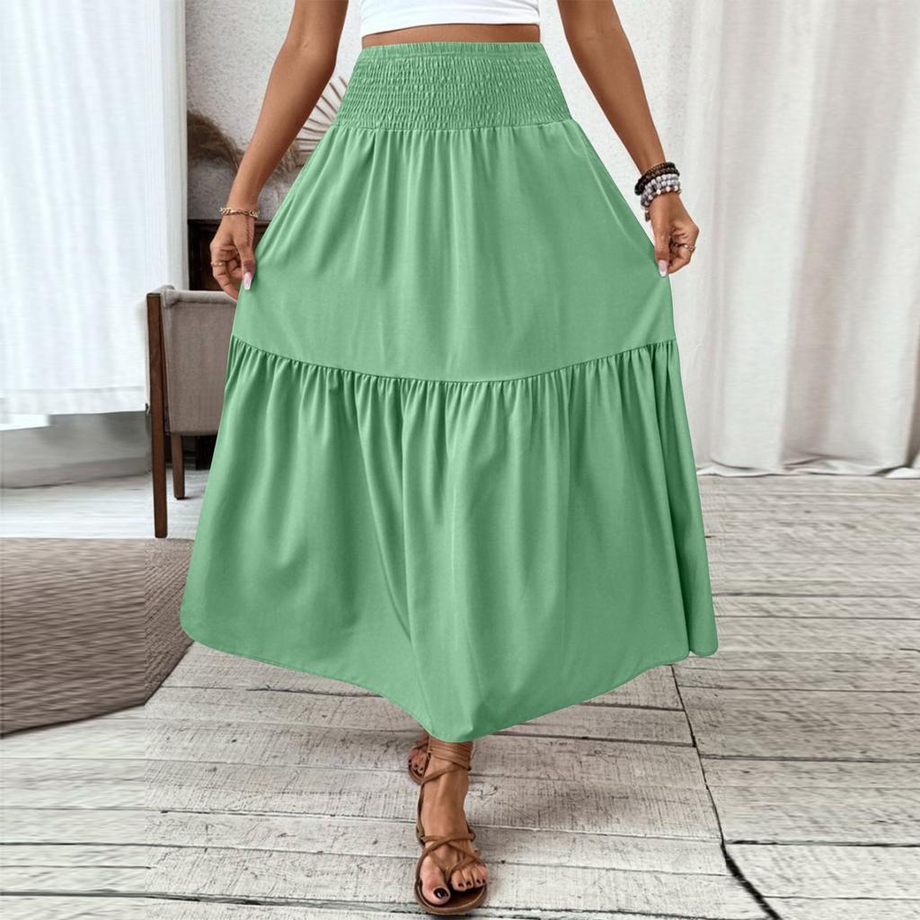 Женская модная плиссированная юбка с цветочным принтом и эластичным поясом, свободная юбка-трапеция с карманом