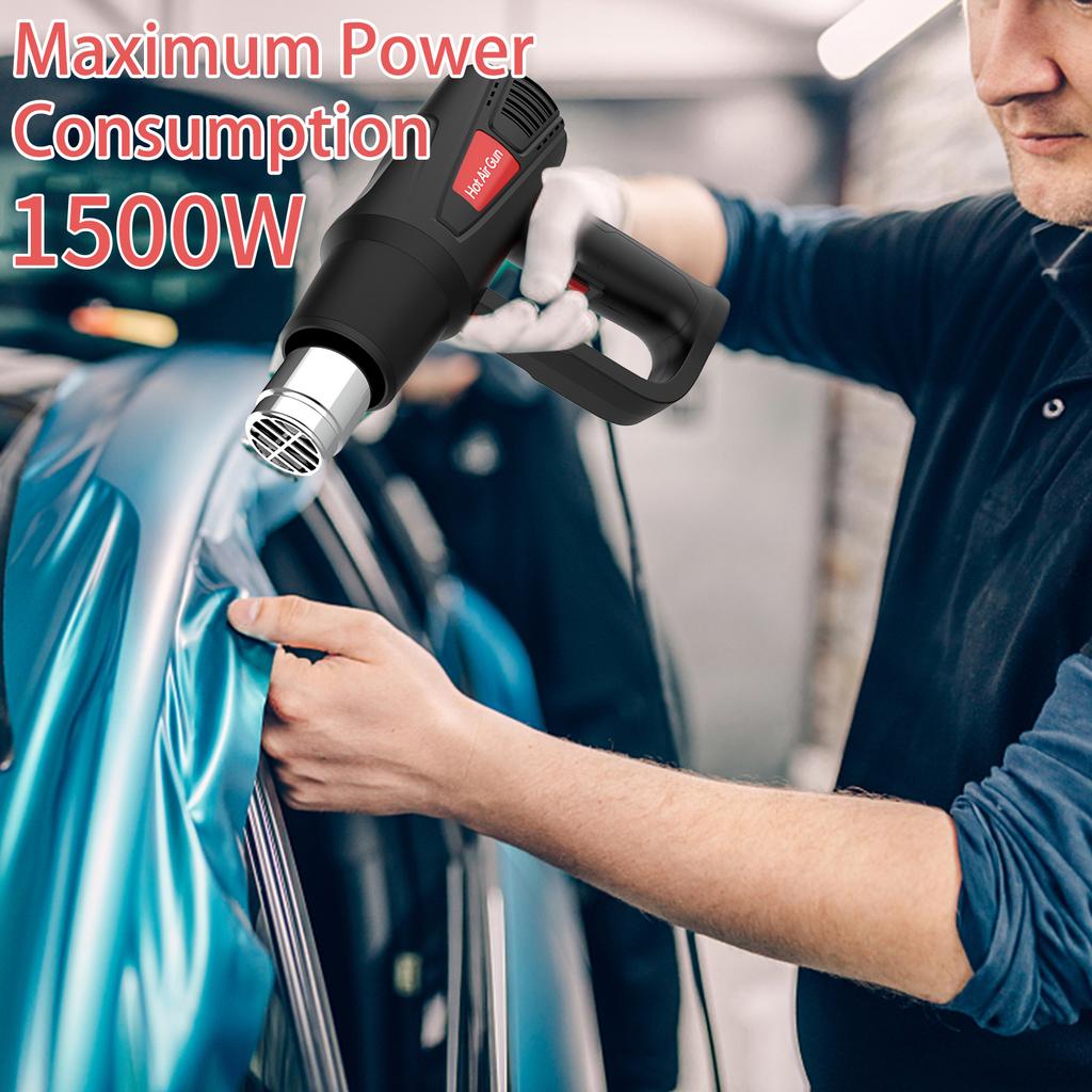 Термофен 1500 Вт с регулируемой температурой 120°F~1200°F 50°C~650°C, мощный термофен с 2 настройками объема воздуха и 5 насадками для поделок