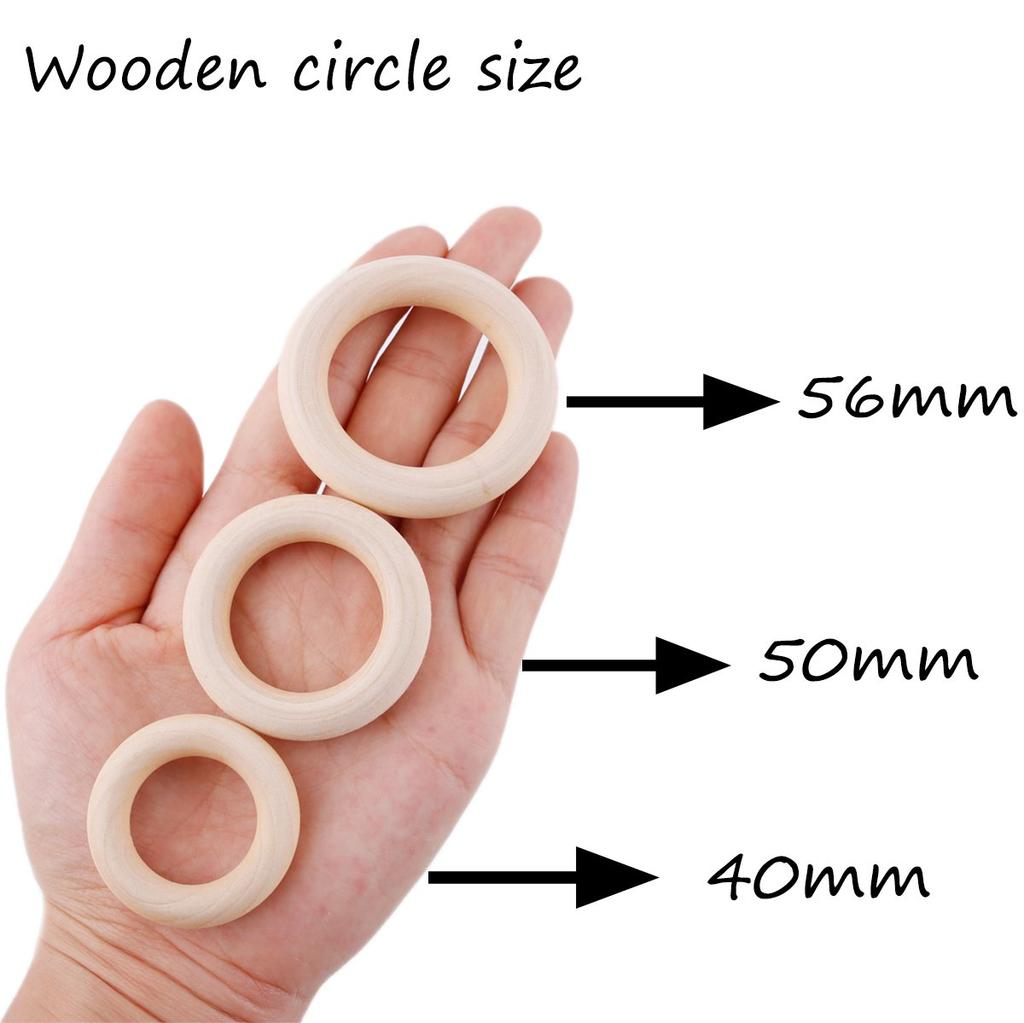 Baby Firstlook Wooden Ring Unpainted Handmade Rattle Rattle Toy Educational Toy 40mm/20pc
