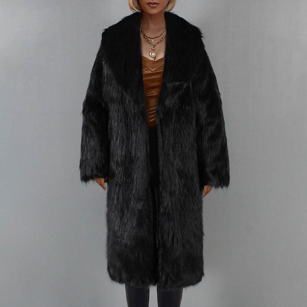 Модное повседневное длинное женское плюшевое однотонное пальто, женское термопальто, кардиган