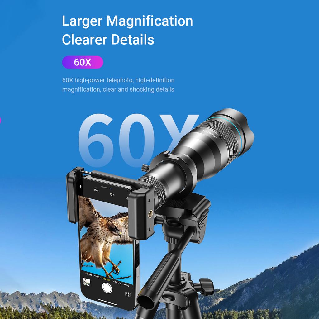 APEXEL APL-60XFR50 4K HD 60X Металлический монокулярный телескоп 50 мм Телеобъектив с многослойным покрытием