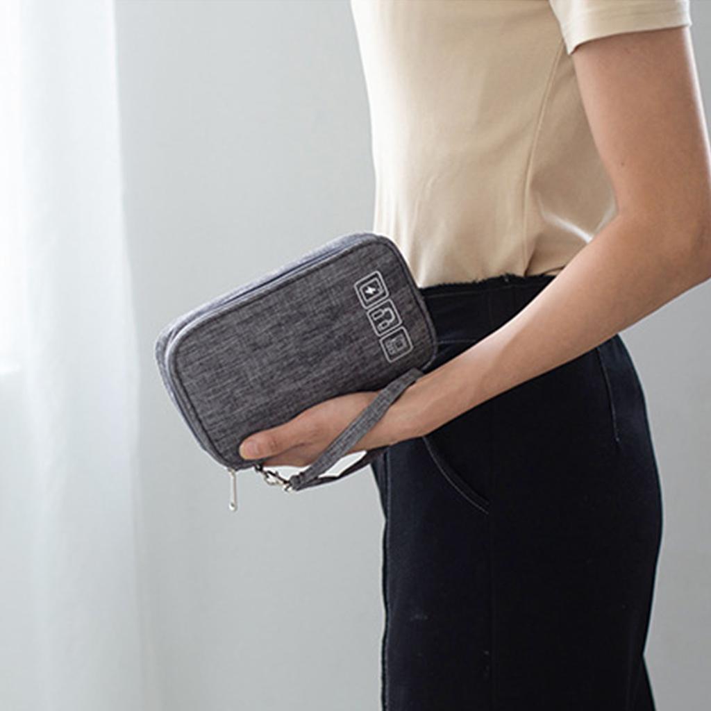 Органайзер для электроники из мягкой катионной ткани с металлической молнией и сетчатым карманом, сумка-органайзер для кабелей для путешествий