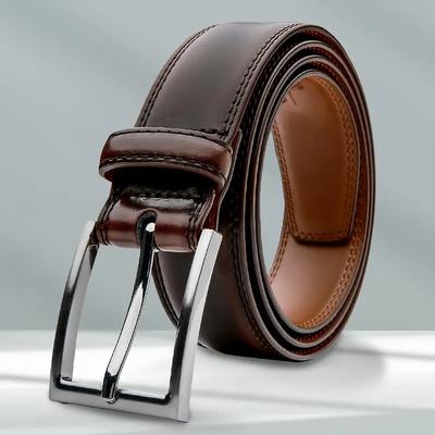 Ремень Мужской ремень Пряжка-штифт Натуральная коровья кожа Простой Повседневный Деловой Мужской ремень Тренд
