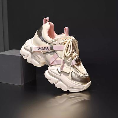 Европейские и американские туфли для папы с толстой подошвой, подходящие по цвету, для женщин 2024 года, осень-зима, новые, яркие, спортивные туфли Trafza