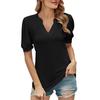 Женская модная свободная однотонная повседневная футболка с короткими рукавами и V-образным вырезом
