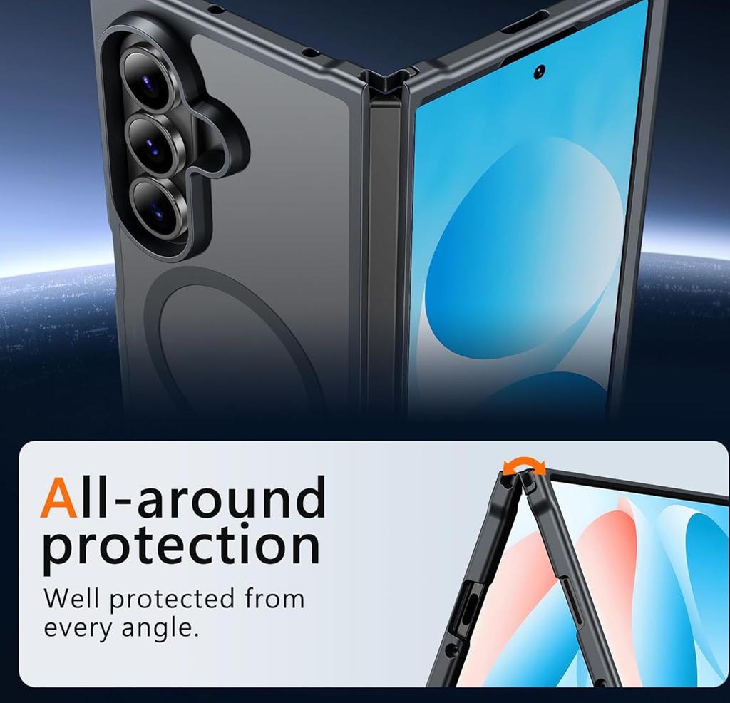 UYUXIO Magnetic Mobile Phone Case for Samsung Galaxy Z Fold 7 Wireless Charging Cases Translucent Slim Rugged Cover with Magnet