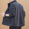 Мужская черная износостойкая зимняя флисовая куртка-кардиган
