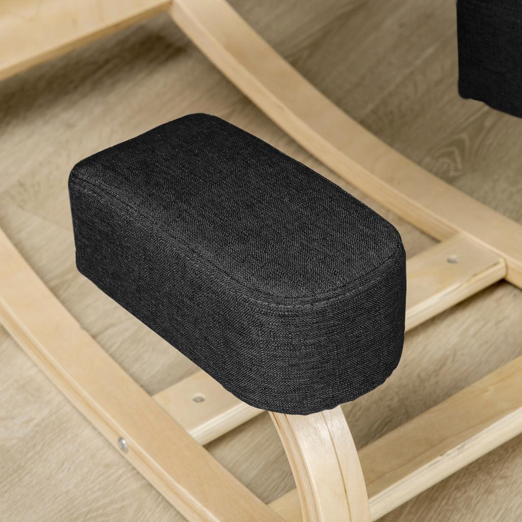 Ergonomic Kneeling Chair, Padded Cushions, Wooden Frame, Black