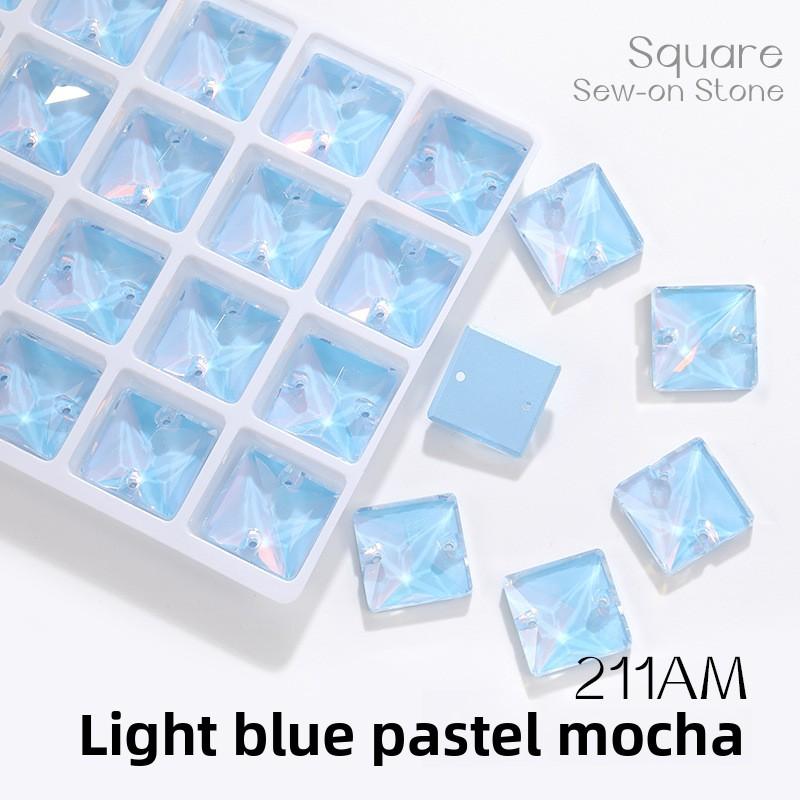 LIUHUO Bulk Package Sewing Gemstones 22mm16mm14mm12mm Square Crystal AB Glass Flat Colorful Back Sew on Rhinestone for Clothing
