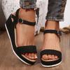 Модные босоножки на танкетке с ремешком на щиколотке для женщин Летняя мода Массивные босоножки на платформе Женские больших размеров Легкие на толстой подошве Сандалии
