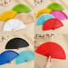 Vintage Chinese Style Hand Held Folding Fan Pure Color Home Performance Props Wedding Crafts Wood Party Custom Fan Decor Da B0T5