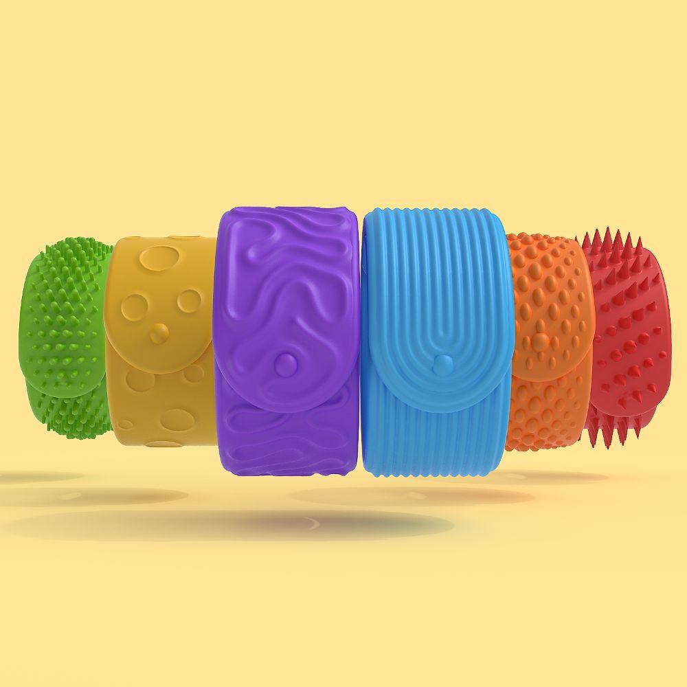 6Pcs Textured Silicone Sensory Bracelet 6Pcs Slap Bracelets Christmas Gift Calming Toy  Boy Girl