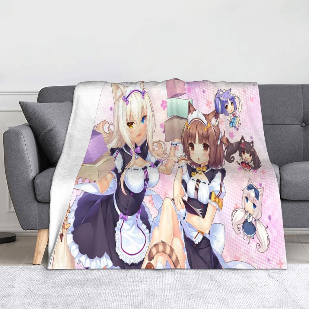 Nekopara Game Chocola and Vanilla Blankets Flannel Summer Air Conditioning  Portable Soft Throw Blanket for Sofa Couch Rug Piece