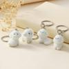 Cute Flocking Puppy Keychain Cartoon 3D Little White Dog Pendant Earphone Case Charm Backpack Bag Decor Car Keyring