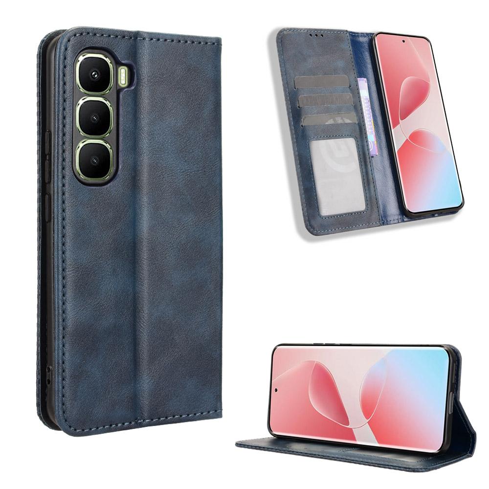 For Infinix Hot 60 Pro 4G Leather Case Wallet Stand Retro Texture Phone Cover