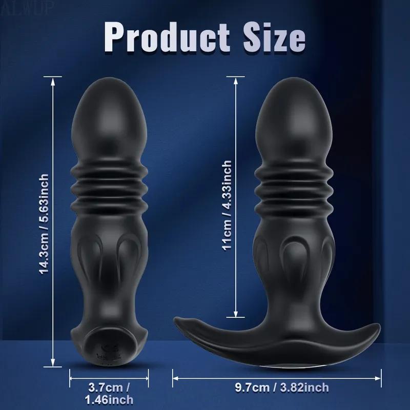 APP Control Thrusting Prostate Massager for Men Telescopic Anal Vibrator for Gay Butt Plug Cock Ring Adult Goods Sex Toy for Men