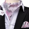 Mens Ascot Tie Set Paisley Cravats Red Black Blue Gold Pink Silk Vintage Scarf