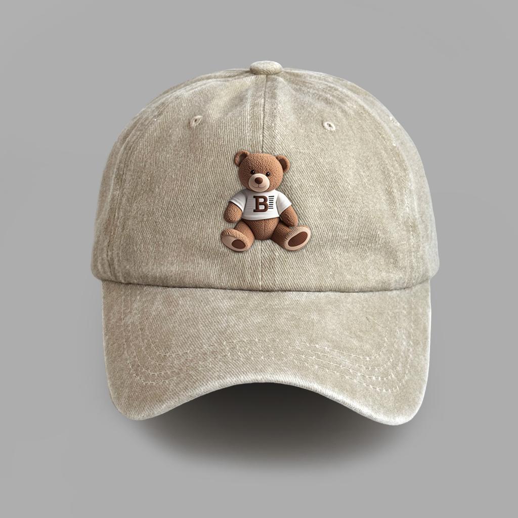 Милая бейсболка с горячим тиснением медведя, мужская и женская, в университетском стиле, солнцезащитная шляпа, универсальная кепка для пары, тренд