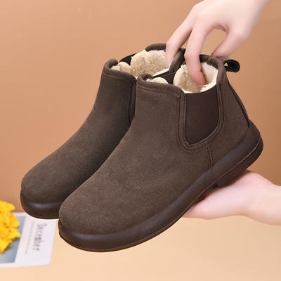Зимние бархатные женские хлопковые туфли для внешней торговли, теплые туфли для мамы, плоские удобные универсальные короткие ботинки, нескользящие сноубутсы