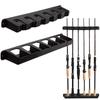PLEAVIT Wall-Mounted Fishing Rod Stand, Fishing Rod Rack, Rod Holder, Holds 6 Rods, Compact, Vertical