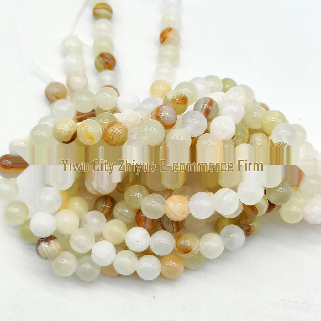 Afghan Beige & Green Jade Loose Beads Bracelet DIY Jewelry Accessories