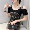 Новая летняя футболка Ice Silk Mesh Heavy Industry для женщин с короткими рукавами и одним плечом Iron Diamond