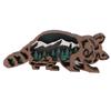 Wooden Craft Ornament 3D Engraving Animal Statue Wood Carving Figurine for Household Desk