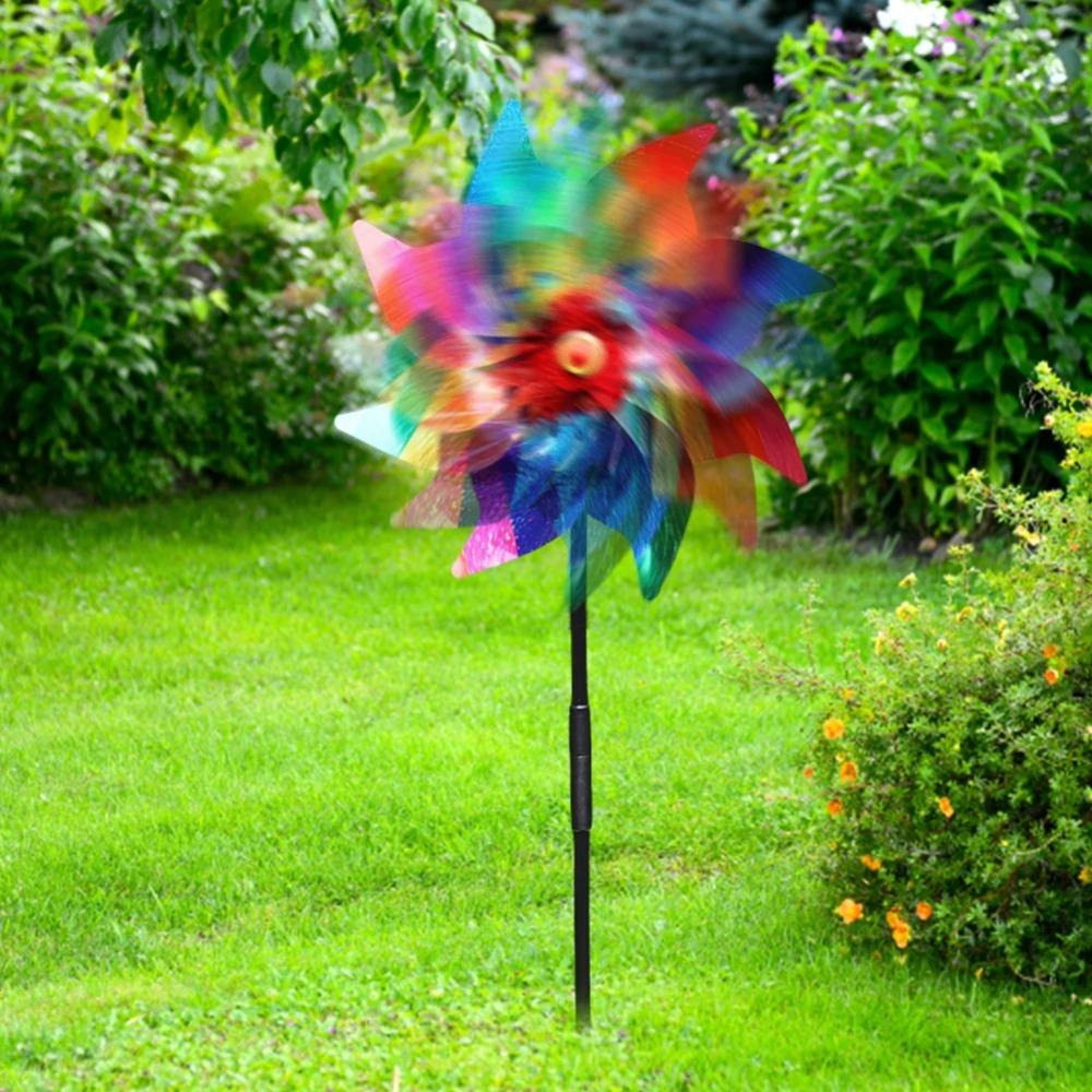 Plastic Windmill Colorful Garden Pinwheels Bird-Scaring Wind Spinner Children