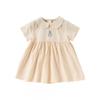 Baby Girls Cotton Short Sleeve Embroidered Dress Princess Style