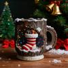 Yousheng Festive Christmas Mug 3D Tree Bark Texture Themed Santa Reindeer Coffee Cup Resin Holiday Decor Novelty Gifts
