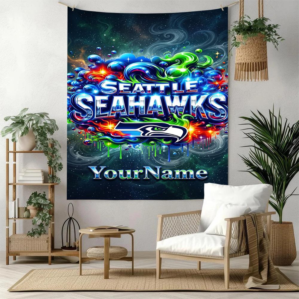 Seattle Seahawks Custom Your Name Wall Decor Tapestry Art For Pet Memorial Birthdaywedding Party Backdrop Family Gift