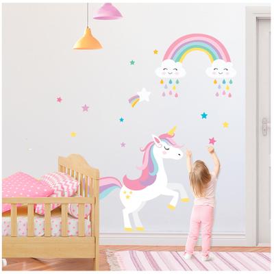 [R3451] — Гигантская наклейка «Licorne My Unicorn», разноцветная розовая — 268x142 см