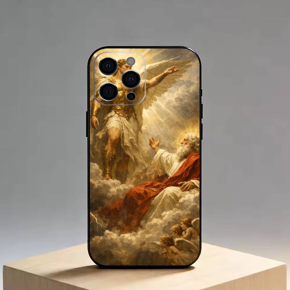 Средневековый Ретро Архангел Люцифер Чехол для Телефона Для iPhone 17, 16, 15, 14, 13, 12, 11 Plus, Pro Max, Другие Мягкий Черный Чехол