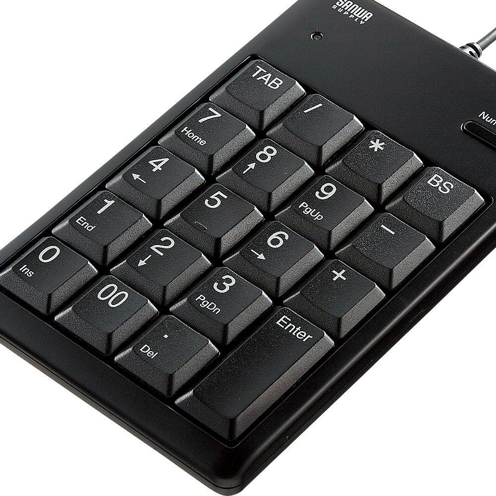 Sanwa Supply NT-16UBKN Numeric Keypad, Wired USB A Connection, Thin Membrane, Black
