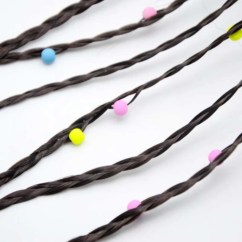 6pcs Girls Colorful Heart Wigs Ponytail Hair Ornament Princess Hair Claw Clips Twist Braid Headwear Kids Girls Hair Accessories