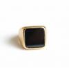 Квадратное кольцо с плоским черным ониксом, 925 проба, цельное стерлинговое серебро, кольцо из чистой меди, мужское кольцо-печатка, украшения ручной работы