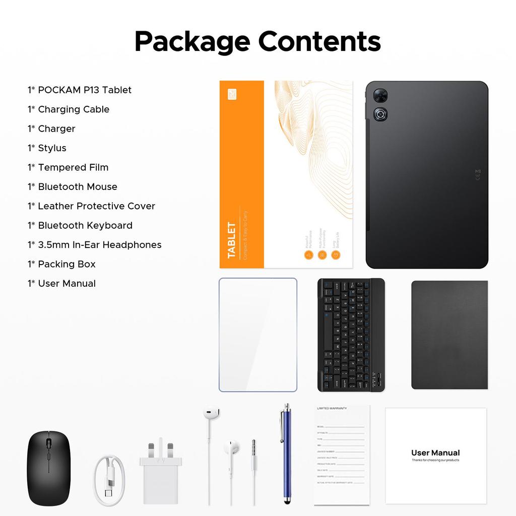 Планшеты POCKAM P13, 13,4 дюйма 2,4K 120 Гц Android 16, 48 ГБ + 128 ГБ, 12000 мАч, Widevine L1, Двойные динамики, Планшет с клавиатурой и чехлом для стилуса