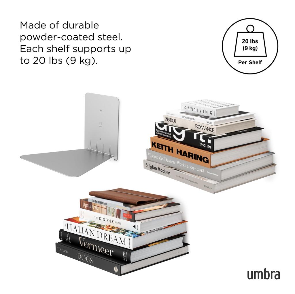 Настенная полка Umbra Настенная полка Декоративная полка Настенное крепление Серебристый Размер L CONCEAL 21005073560 Комплект из 3 шт.
