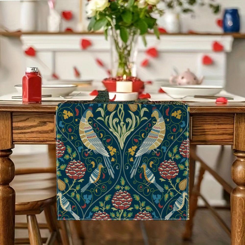 Flourishing Flowers Table Cover Pastoral Style Tablecloth Floral Table Runner  Home Decor