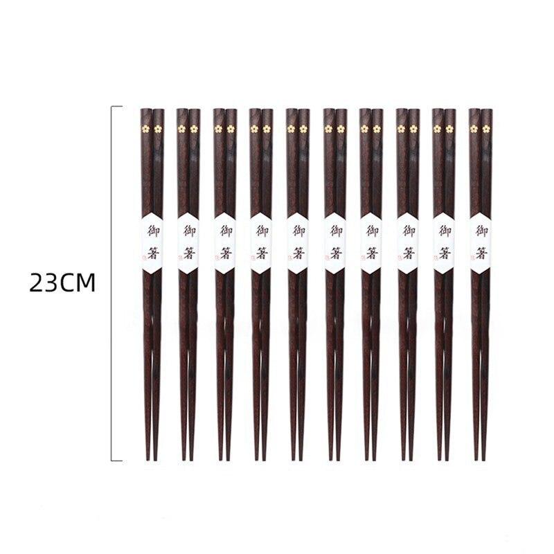 Деревянные палочки для еды из цельного дерева, палочки для еды из вишни, бытовые высококачественные деревянные нескользящие палочки для еды, заостренные в японском стиле Norbi