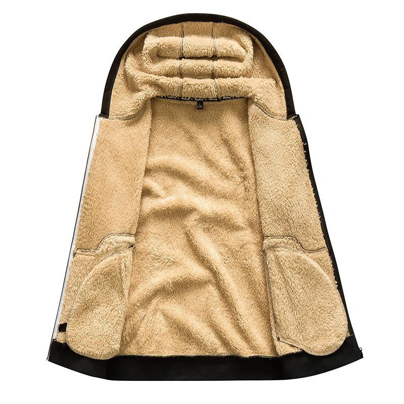 Autumn and Winter Men's Hooded Fleece Thickened Lamb Fleece Cardigan Sweater Plus Size Trendy Jacket